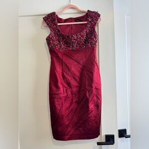 David Meister Ruby Beaded Mini Dress
